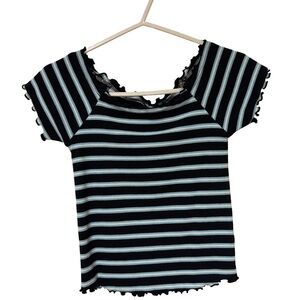 Justice Navy, Light Blue and White Striped Short SleeveTop Size 12